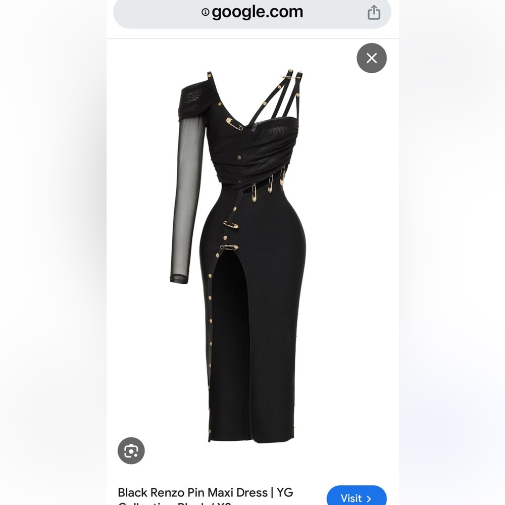 YG Collection Black Renzo Pin MIDI Dress LARGE $55